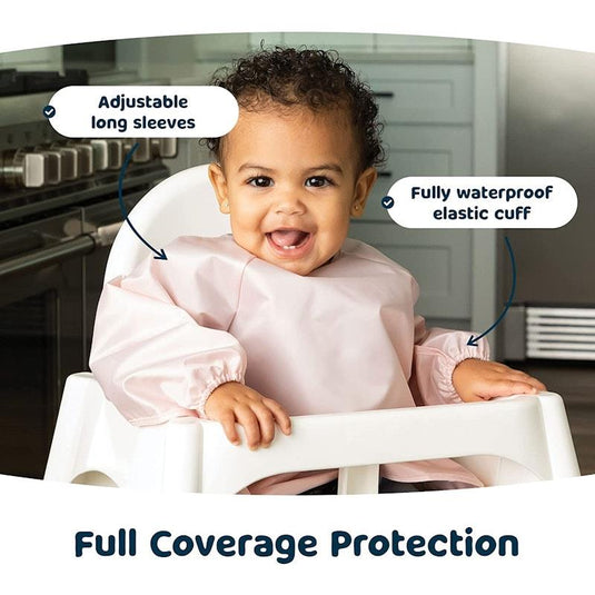 Tiny Twinkle Mess-proof Full Long Sleeve Bib 2 Pack Rose & Burgundy Small (6-24M)