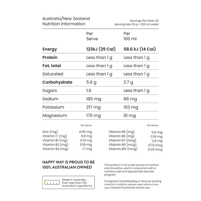 Load image into Gallery viewer, Happy Way Lemon Lime Electrolytes Powder 300g
