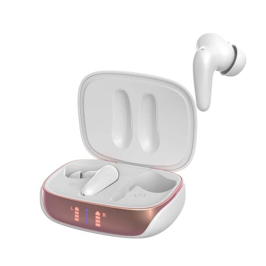 Friendie AIR Focus ANC Pearl White and Rose Gold Active Noise Cancelling Earbuds (In Ear Wireless Headphones) 1Set