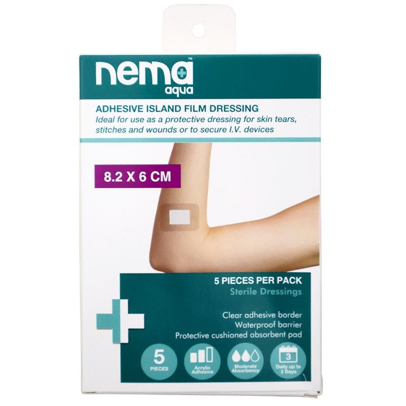 Load image into Gallery viewer, Nema Aqua Transparent Island Film Dressing Non-Adherent Pad Waterproof Sterile 8.2 x 6cm 5 Pieces/Box
