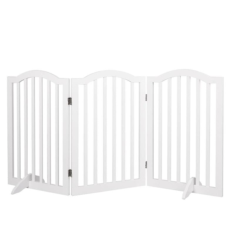 Load image into Gallery viewer, PaWz Wooden Pet Gate Dog Fence Safety Stair Barrier Security Door 3 Panels White 1Pack
