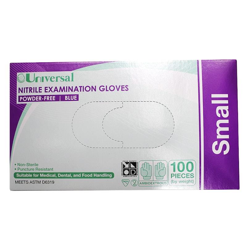 Load image into Gallery viewer, Universal Nitrile Examination Gloves ASTM Powder Free Small 100 Pieces/Box
