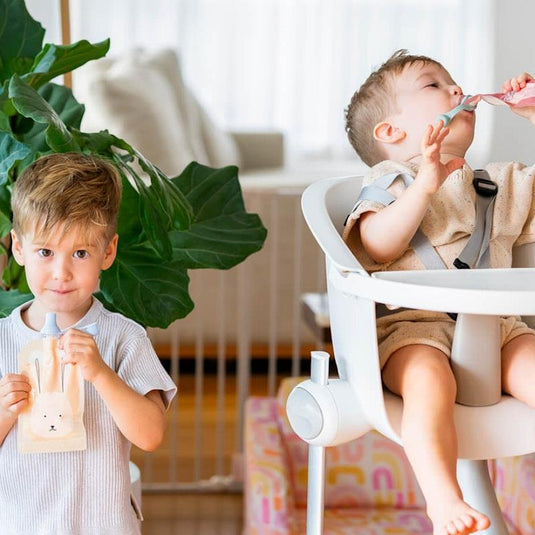 Cherub Baby On the Go Reusable Food Pouches | Bundle Kit | Dusty Rose & Sand Pack