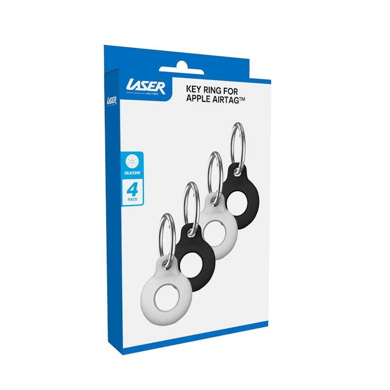Load image into Gallery viewer, Laser Silicone AirTag Key Rings - Black, White 4 Pack
