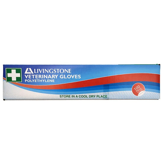 Livingstone Veterinary Gloves Clear Orange Recyclable Polyethylene 100 Pieces/Box