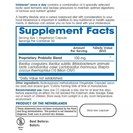 Intoleran Once-A-Day for Lactose 30 Capsules