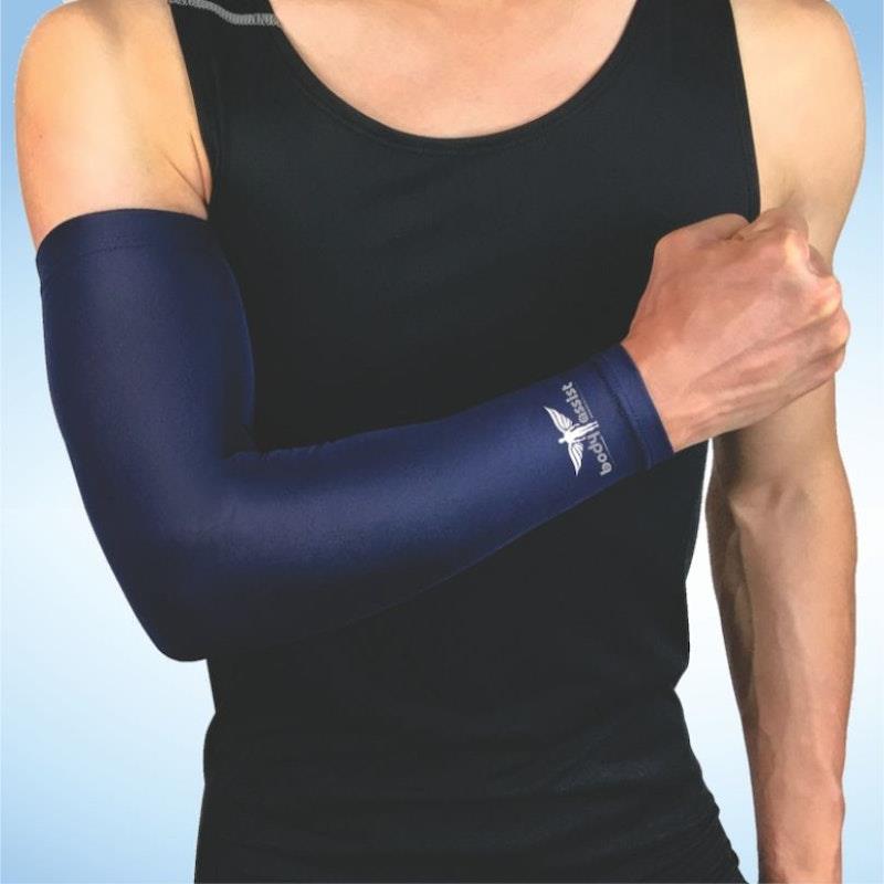 Load image into Gallery viewer, BodyAssist Compression Arm Sleeve Navy Blue LARGE (2 PACK) Bundle
