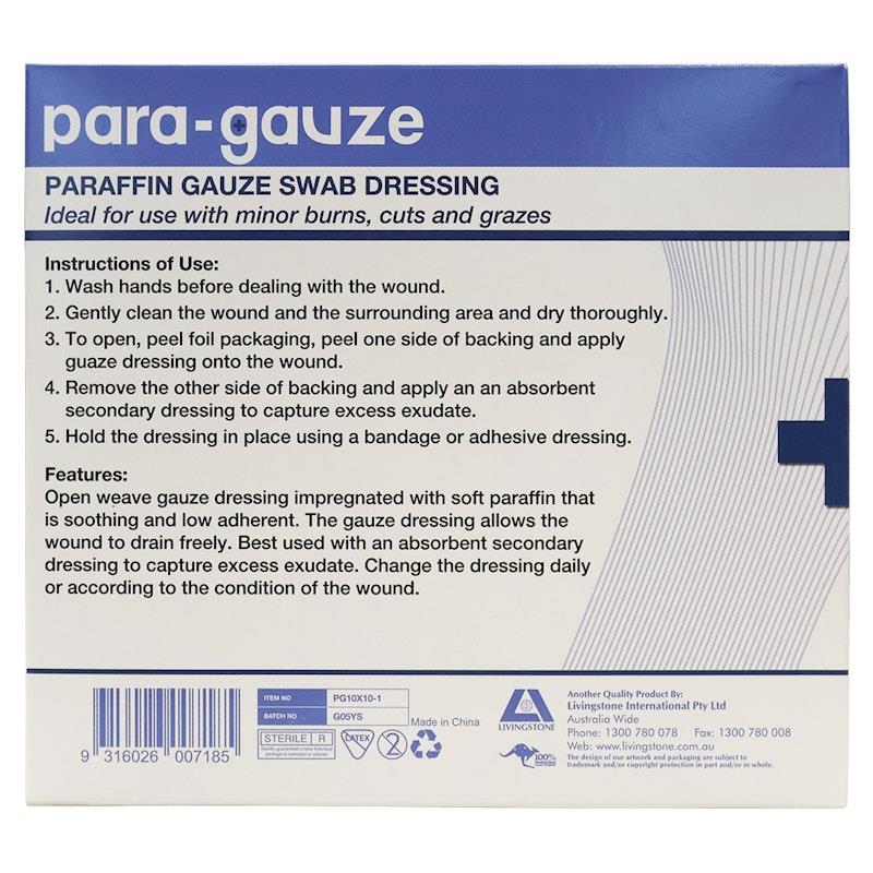 Load image into Gallery viewer, Livingstone Paraffin Gauze Swab Dressings Sterile 10 x 10cm 10 Pieces/Box
