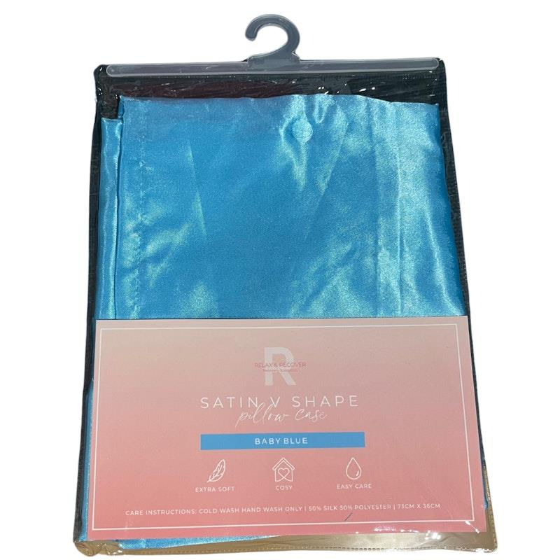 Load image into Gallery viewer, Relax and Recover Silk Satin V Shape Pillow Case Baby Blue
