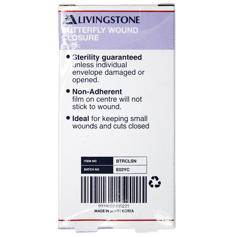 Load image into Gallery viewer, Livingstone Butterfly Wound Closure with Non-stick Centre Sterile 46 x 10mm 10Pack
