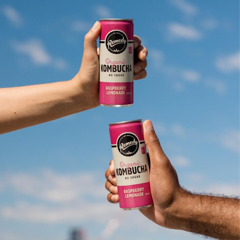 Load image into Gallery viewer, Remedy Kombucha Raspberry Lemonade 24 x 250ml Pack

