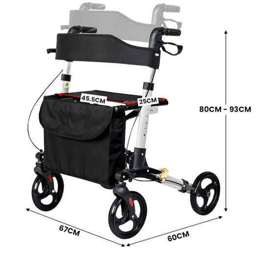 Orthonica Folding Rollator Mobility Aid 4 Wheel Walker