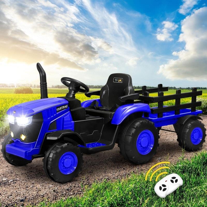 Load image into Gallery viewer, Mazam Kids Ride On Car Tractor Trailer 12V Remote Electric Toddlers Toy XL Blue
