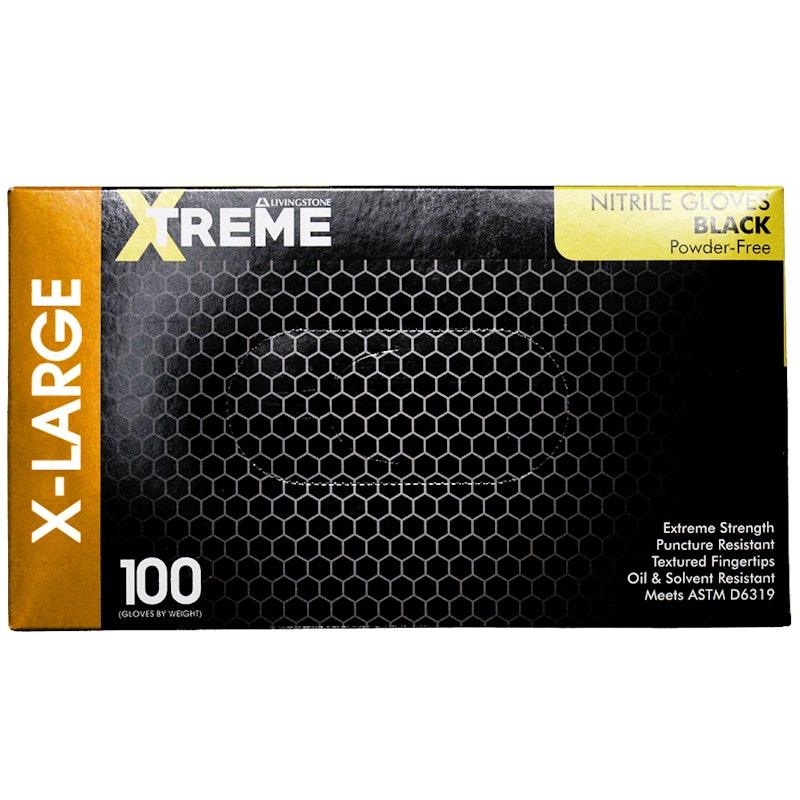Load image into Gallery viewer, Livingstone Xtreme Thick Heavy Duty Nitrile Gloves Powder Free Black Extra Large 100 Pieces/Box
