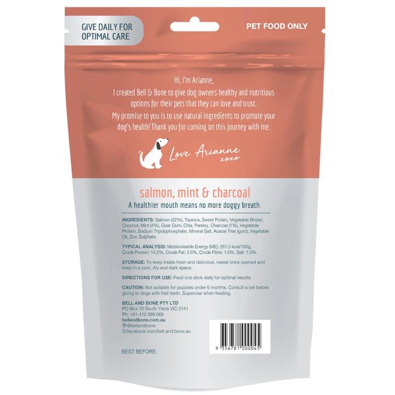 Load image into Gallery viewer, Bell &amp; Bone Salmon, Mint and Charcoal Dental Sticks Large
