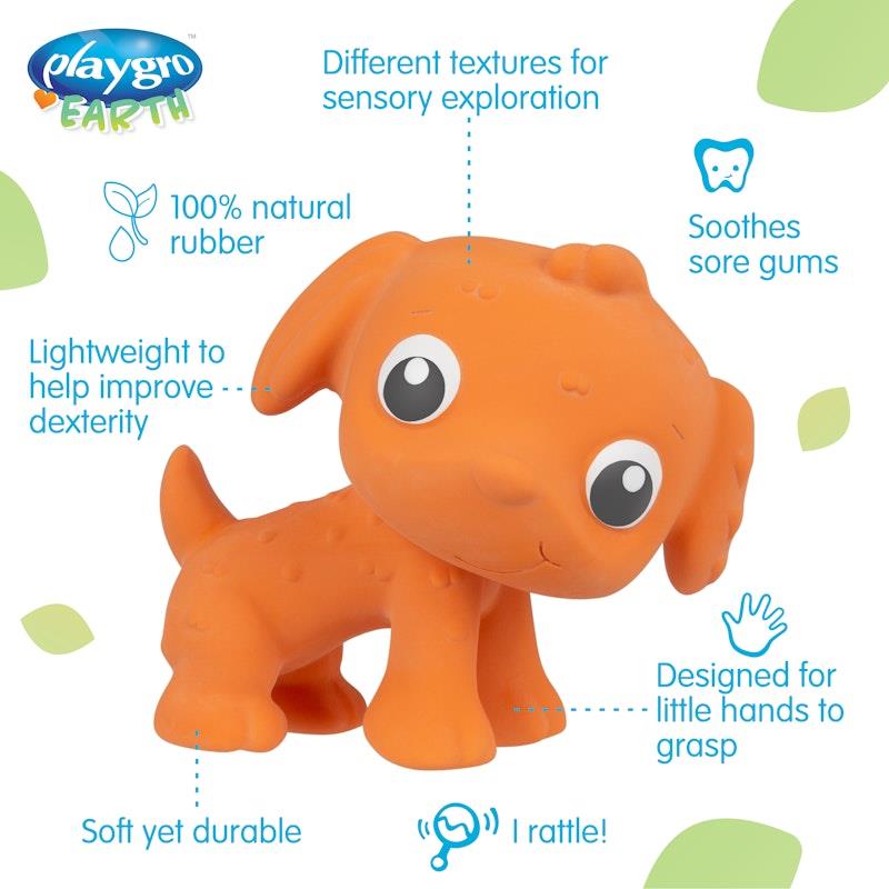 Load image into Gallery viewer, Playgro Eco Play Natural Rubber Pooky Puppy Orange
