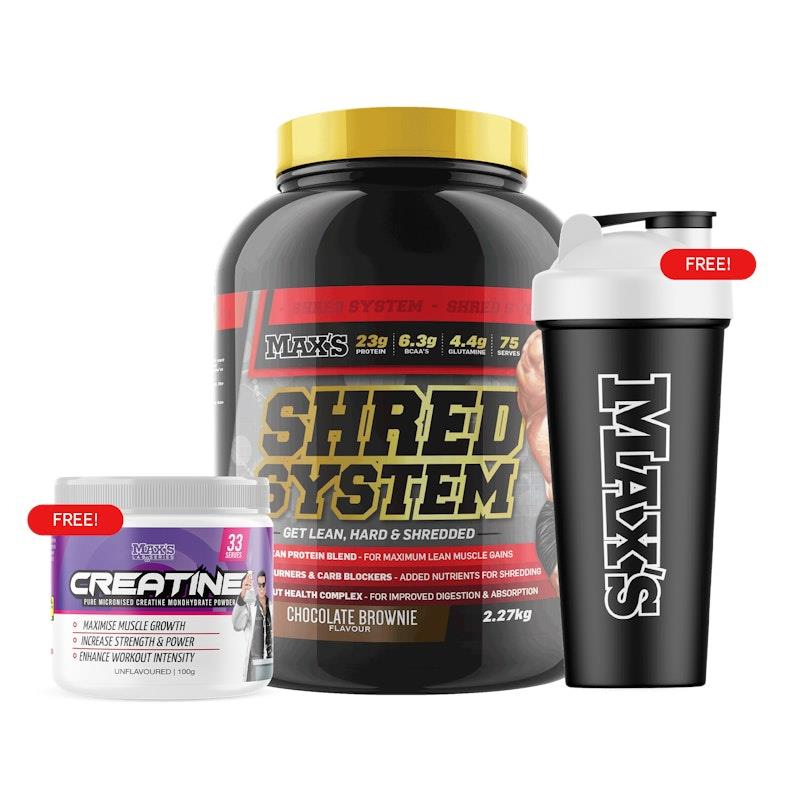 Load image into Gallery viewer, MAX'S Shred System 2.27kg - Chocolate Brownie Bundle
