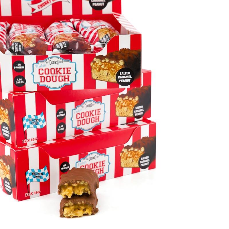 Load image into Gallery viewer, Adonis Gear Protein Cookie Dough Chunky Bar - Salted Caramel Peanut 12Bars
