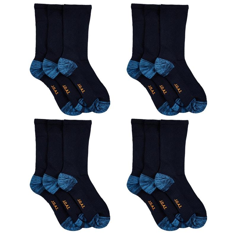 Load image into Gallery viewer, Jack of All Trades 12 Pairs of Men's Top to Toe Comfort Socks - Navy Size 6-10
