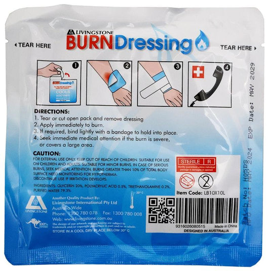 Livingstone Sterile Burn Dressing 10x10cm