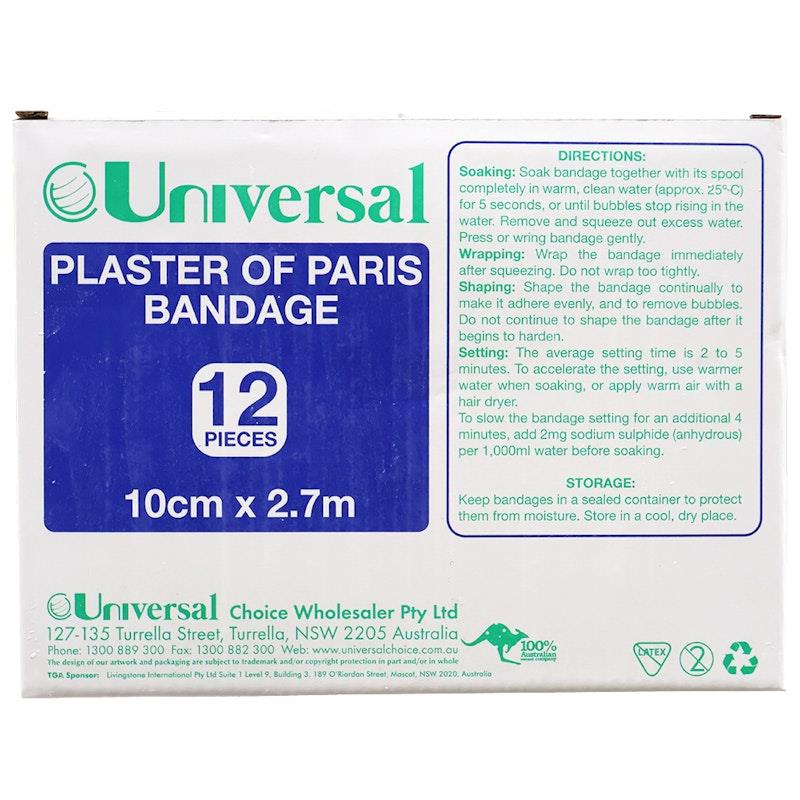 Load image into Gallery viewer, Universal Choice Plaster of Paris Cast Bandage 10cm x 2.7m 12 Pieces/Box
