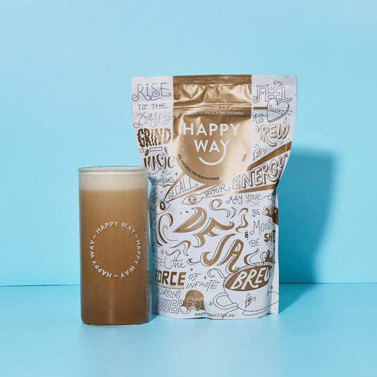 Happy Way Deja Brew Coffee Whey Protein Powder Travel Packs 6x60g