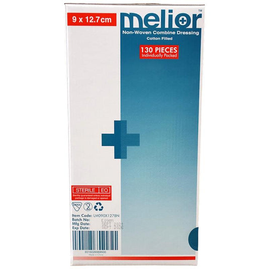 Melior Combine Dressing Pads Sterile 9 x 12.7cm 130 Pieces/Box