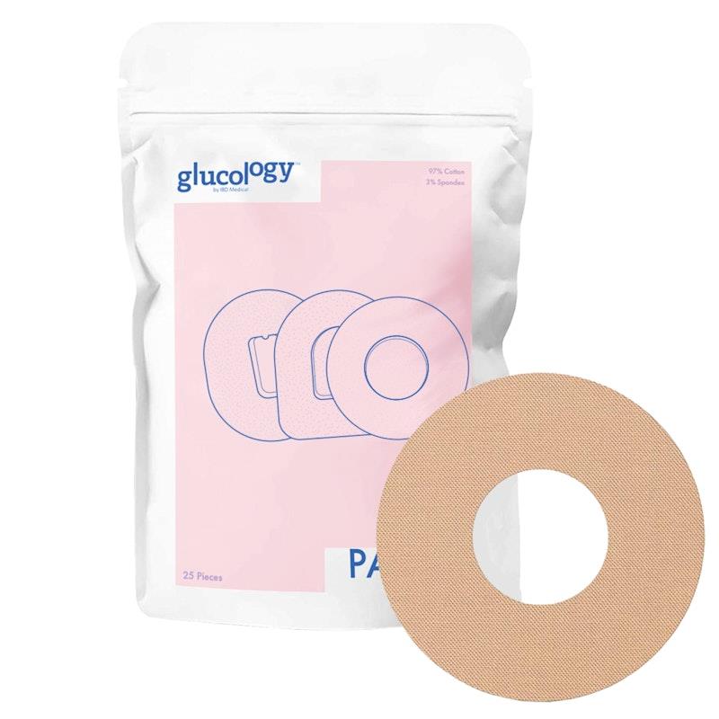 Load image into Gallery viewer, Glucology 25 Pack CGM Patches + 12 Tubes of Glucochews 25 Pack CGM Patches for Freestyle Libre (Beige) + 12 Tubes of Glucochews (Raspberry)
