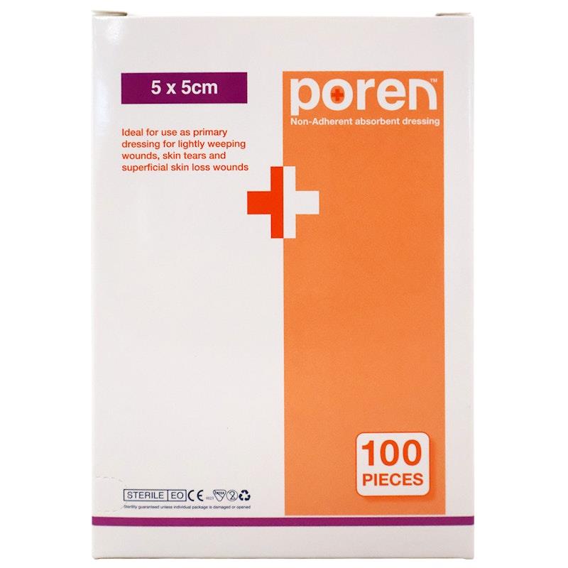 Load image into Gallery viewer, Poren Non-Adherent Absorbent Dressing Sterile 5 x 5cm 100 Pieces/Box
