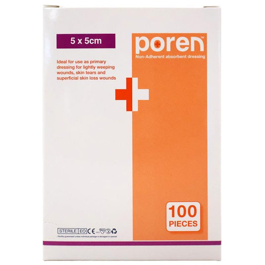 Poren Non-Adherent Absorbent Dressing Sterile 5 x 5cm 100 Pieces/Box