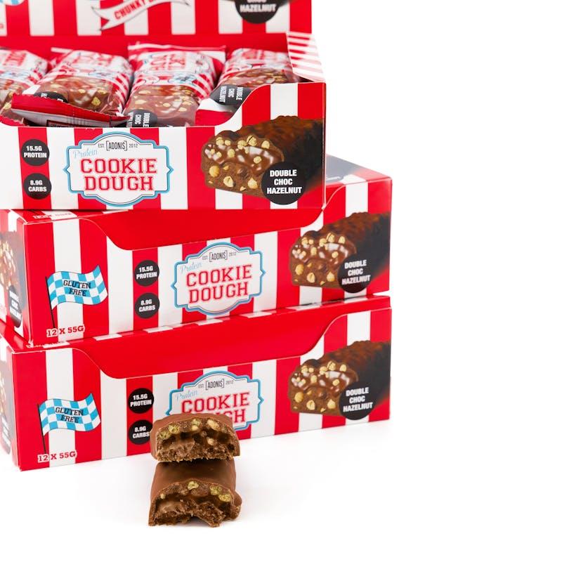 Load image into Gallery viewer, Adonis Gear Protein Cookie Dough Chunky Bar - Double Choc Hazelnut 12Bars
