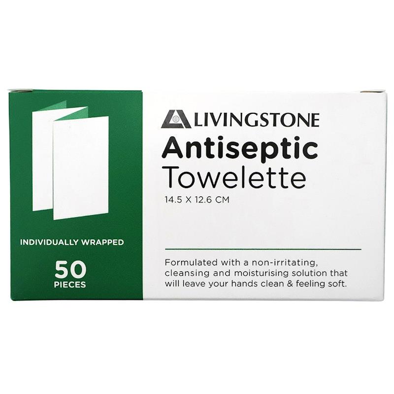 Load image into Gallery viewer, Livingstone Antiseptic Towelette Wipe 14.5 x 12.6cm 50 Pieces/Box
