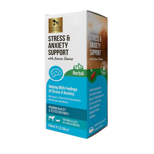 Natural Pet Supplements Stress Support Bacon Flavour Liquid 100ml