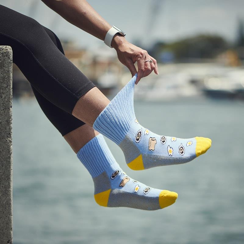Load image into Gallery viewer, Glucology 6 Pack Mixed Patterned Socks - Bananas, Avocado &amp; Eggs Small
