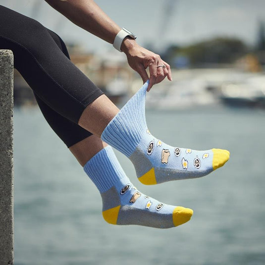 Glucology 6 Pack Mixed Patterned Socks - Bananas, Avocado & Eggs Small