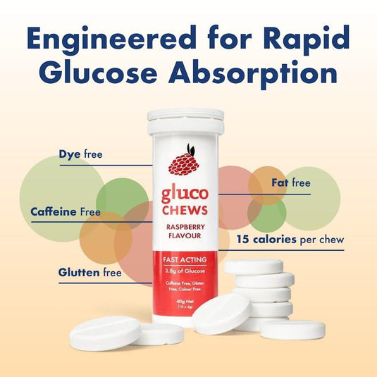 Glucology Fast Acting Glucochews 24 Tubes, 10 Chews per tube, Raspberry (24 x 10)