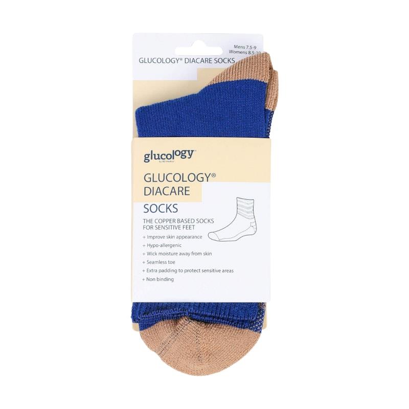 Load image into Gallery viewer, Glucology Copper Based Loose Top Classic Socks 2 Pairs Blue Medium
