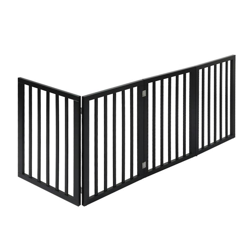 Load image into Gallery viewer, PaWz 4 Panels Wooden Pet Gate Dog Fence Safety Stair Barrier Security Door Black
