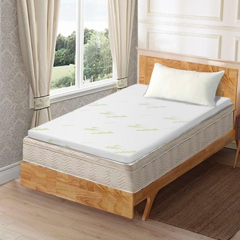 Load image into Gallery viewer, Clevinger 8cm Memory Foam Mattress Topper with Bamboo Cover - Single Size 1pc
