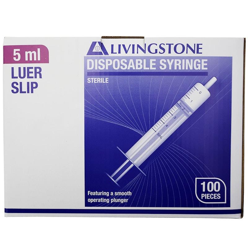 Load image into Gallery viewer, Livingstone Syringe Luer Slip Tip White Plunger 5ml 100 Pieces/Box
