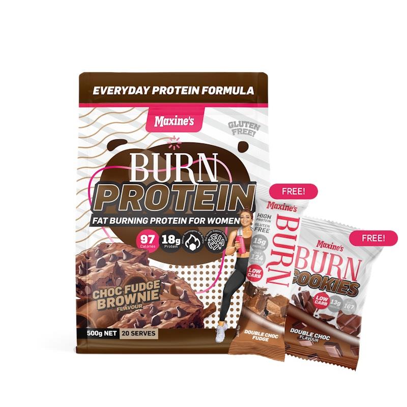 Load image into Gallery viewer, Maxine's Burn Protein Starter 500g - Choc Fudge Brownie Bundle
