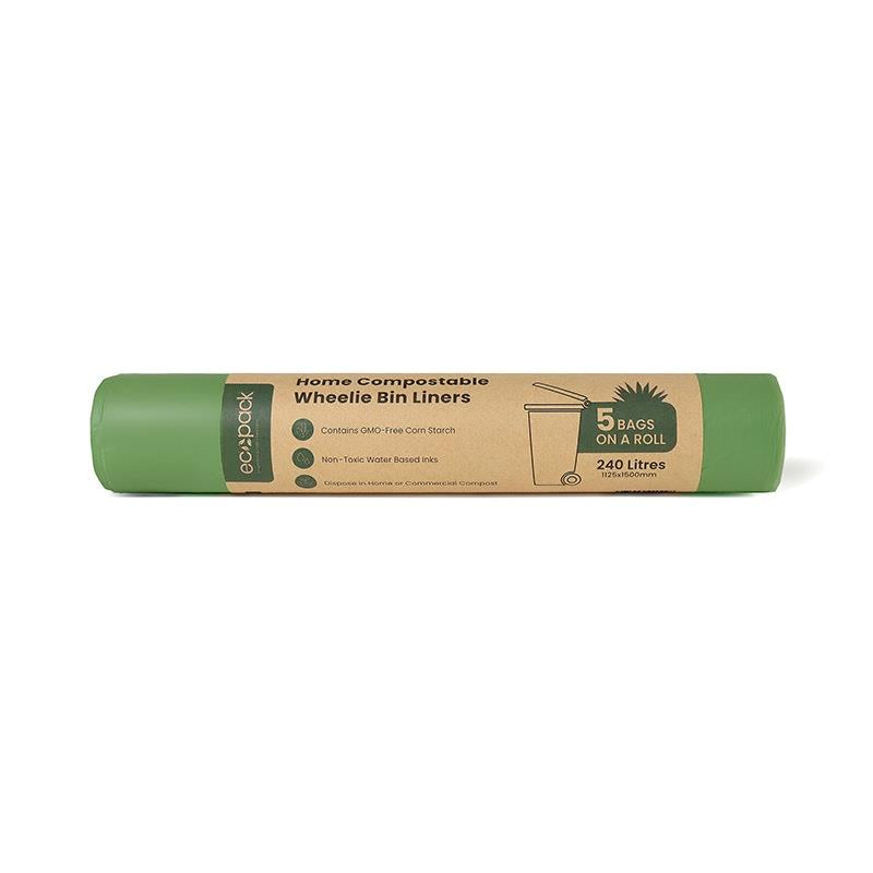 Load image into Gallery viewer, Ecopack 240L Compostable Wheelie Bin Bags Bundle 3 Rolls/15 Bags
