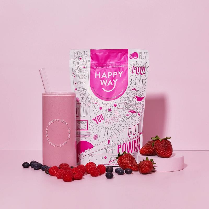 Load image into Gallery viewer, Happy Way I Love You Berry Much Whey Protein Powder Travel Packs 6x60g

