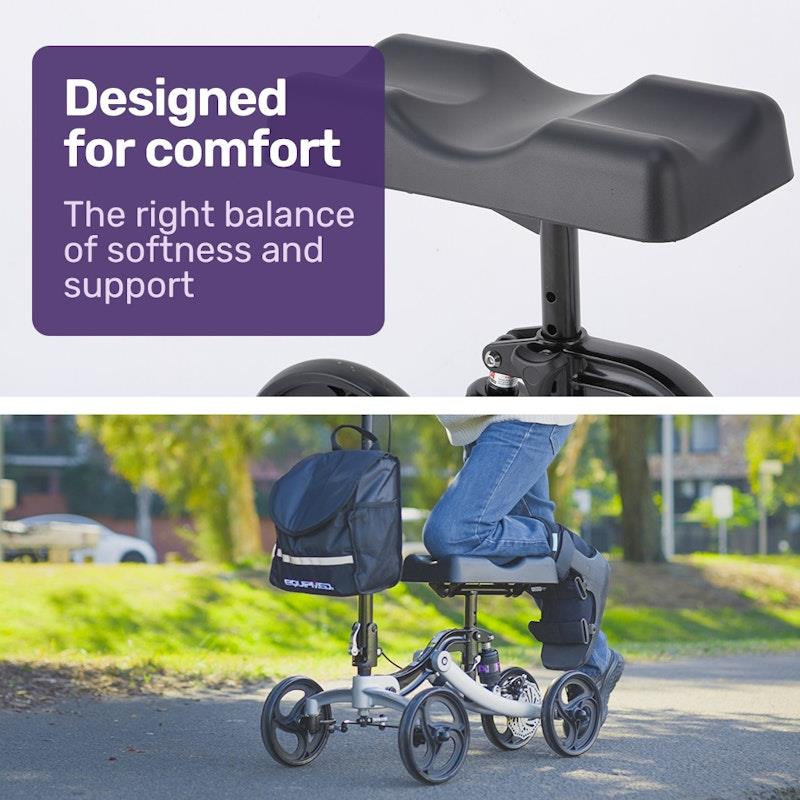 Load image into Gallery viewer, Equipmed Knee Scooter Walker With Disc Break &amp; Suspension Bag Silver
