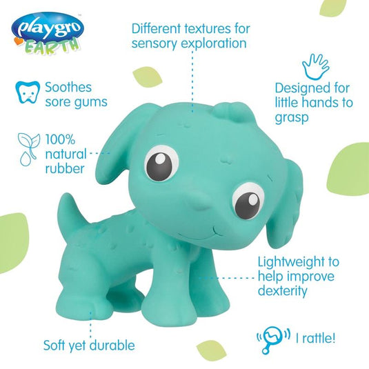 Playgro Eco Play Natural Rubber Pooky Puppy Turquoise