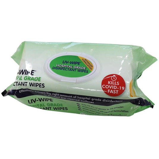 Liv-Wipe Hospital Grade Sanitiser Disinfectant Wipes 22 x 28cm 150 Pieces/Box