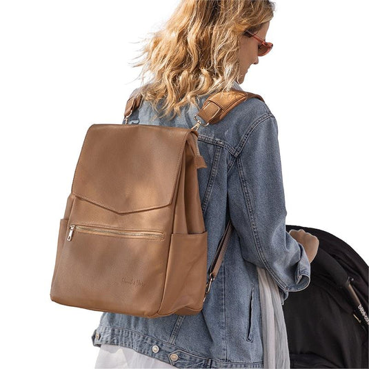 Hannah & Henry Classic Nappy Bag Backpack Tan