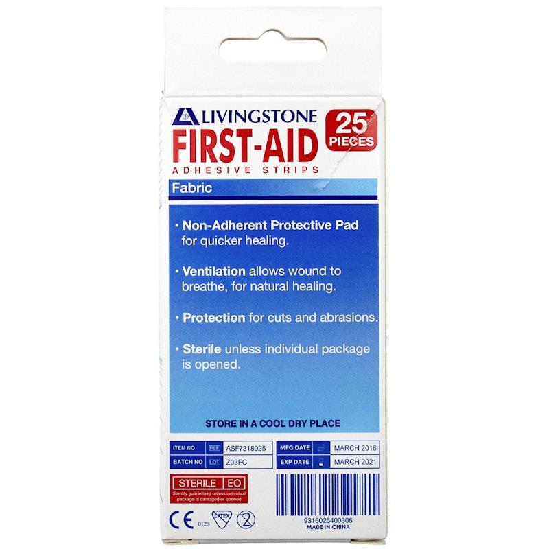 Load image into Gallery viewer, Livingstone Adhesive Fabric First Aid Strips with Pad Sterile 73 x 18mm 25 Pieces/Box
