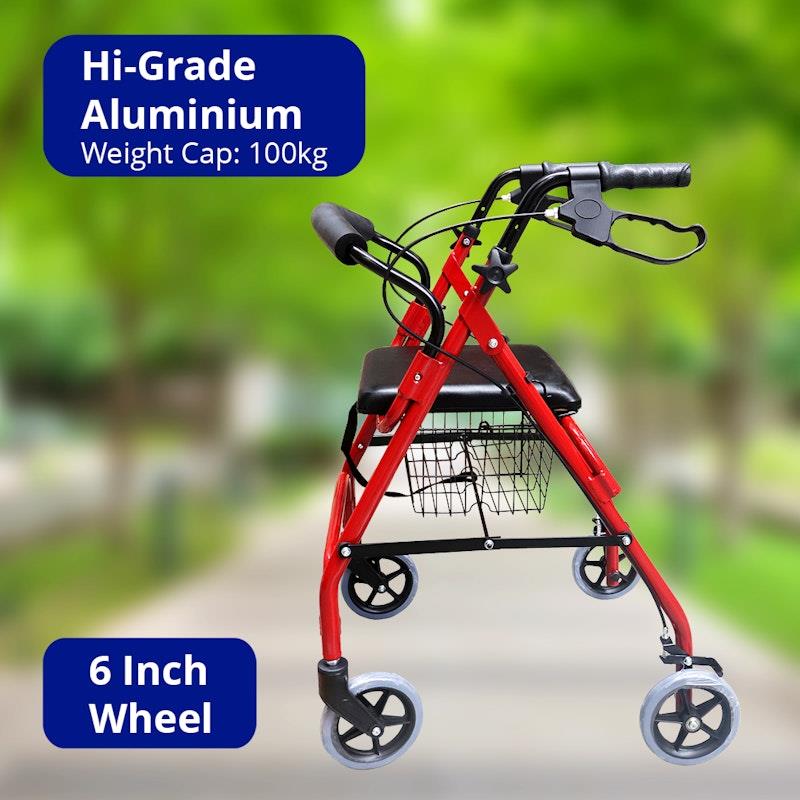 Load image into Gallery viewer, Livingstone Aluminium Rollator with Handbrake &amp; Basket Adjustable 79-90cm
