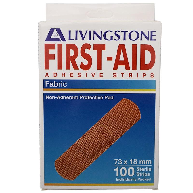 Load image into Gallery viewer, Livingstone Adhesive Fabric First Aid Strips with Pad 73 x 18mm 100 Pieces/Box
